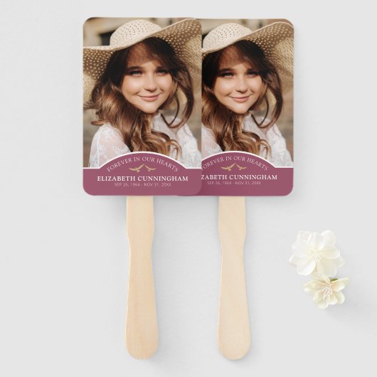 Memorial Funeral Classic Custom Photo Remembrance ハンドファン (正面&裏面)