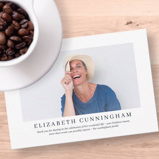 Memorial Funeral For Her | Elegant Modern Photo サンキューカード