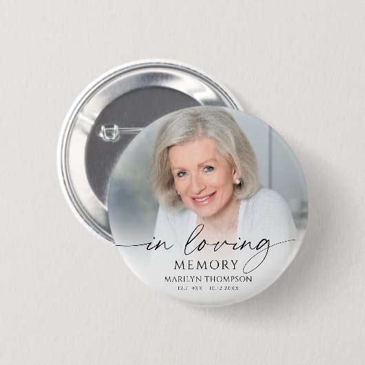 Memorial Funeral In Loving Memory Photo Keepsake 缶バッジ (正面&裏面)