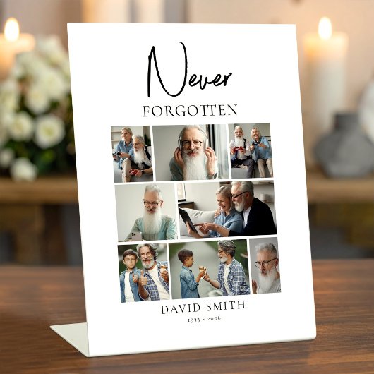 Memorial Funeral Minimalist Photo Collage 台座サイン