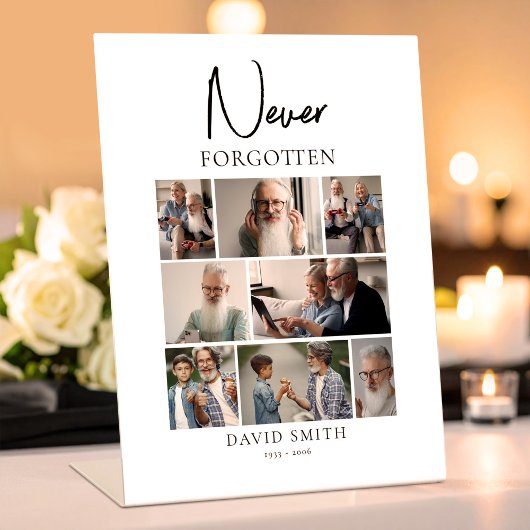 Memorial Funeral Minimalist Photo Collage 台座サイン