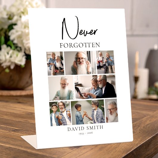 Memorial Funeral Minimalist Photo Collage 台座サイン