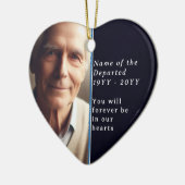 Memorial Heart Photo, Psalm 23 Black, White Blue セラミックオーナメント (左)