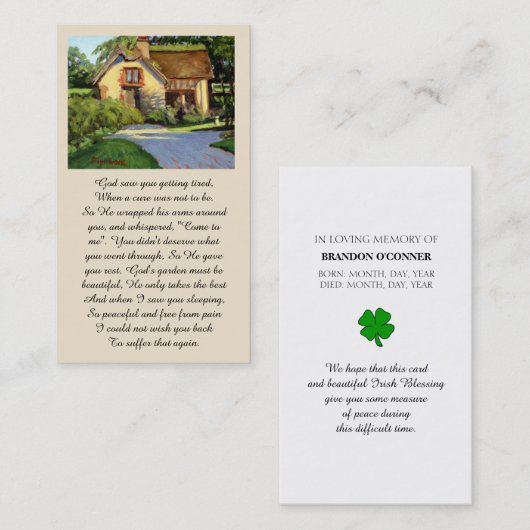 Memorial I Saw You Getting Tired... Prayer Card 名刺 (正面/裏面)