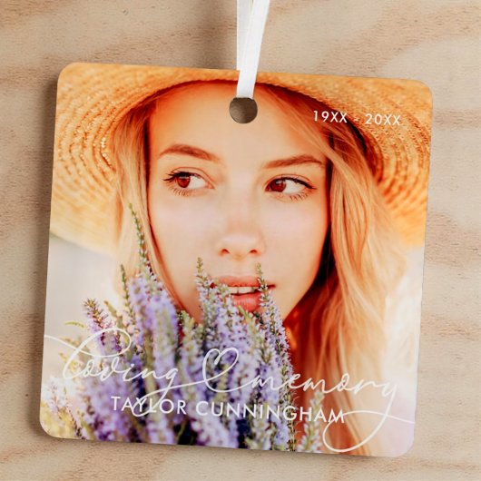 Memorial In Loving Memoryのハート写真 メタルオーナメント