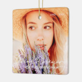 Memorial In Loving Memory Modern Heart Photo セラミックオーナメント (左)