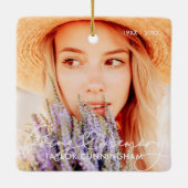 Memorial In Loving Memory Modern Heart Photo セラミックオーナメント (裏面)