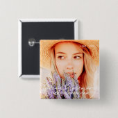 Memorial In Loving Memory Modern Heart Photo 缶バッジ (正面&裏面)