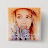 Memorial In Loving Memory Modern Heart Photo 缶バッジ (正面)