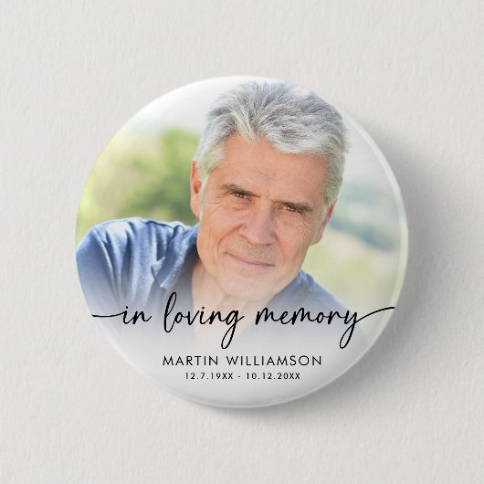Memorial In Loving Memory Photo Personalized 缶バッジ (正面)