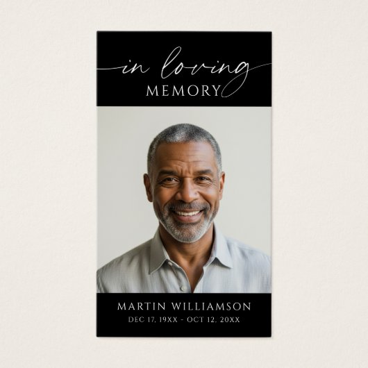 Memorial In Loving Memory Photo Simple Prayer Card (正面)