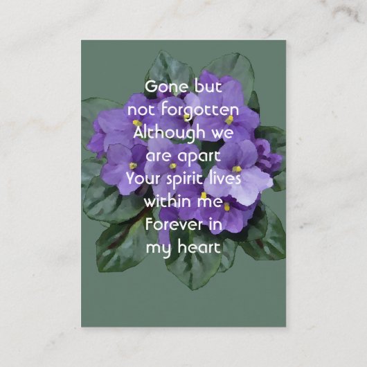 Memorial Keepsake African Violet 名刺 (裏面)