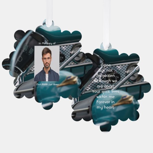 Memorial Keepsake Antique Cars Auto オーナメントカード (正面/裏面)