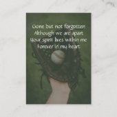 Memorial Keepsake Baseball Game Player 名刺 (裏面)