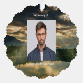 Memorial Keepsake Beautiful Lake Beach オーナメントカード (裏面)