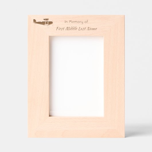 Memorial keepsake Biplane  Pilot Flying Sunset レーザー彫刻フレーム (正面)