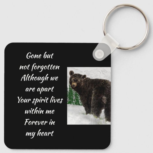 Memorial Keepsake Black Bear Animal キーホルダー (裏面)
