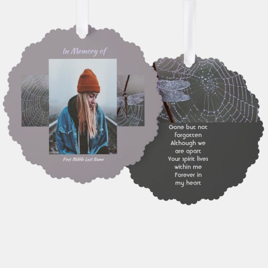 Memorial Keepsake  Card Dragonfly Dewdrops オーナメントカード (正面/裏面)