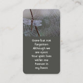 Memorial Keepsake  Card Dragonfly Dewdrops 名刺 (裏面)
