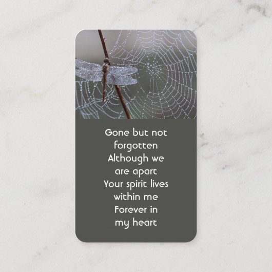 Memorial Keepsake  Card Dragonfly Dewdrops 名刺 (裏面)