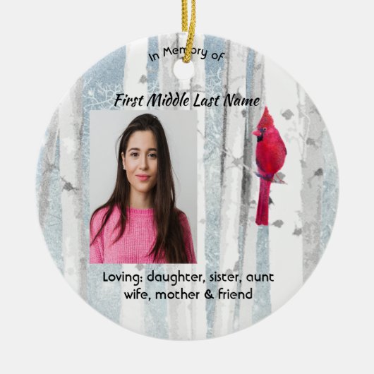 Memorial Keepsake Cardinal Bird セラミックオーナメント (正面)