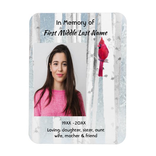 Memorial Keepsake Cardinal Bird マグネット (縦)