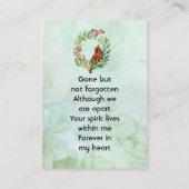 Memorial Keepsake Cardinal Bird 名刺 (裏面)