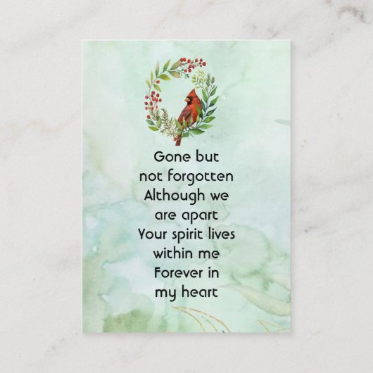 Memorial Keepsake Cardinal Bird 名刺 (裏面)