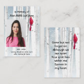 Memorial Keepsake Cardinal Bird 名刺 (正面/裏面)