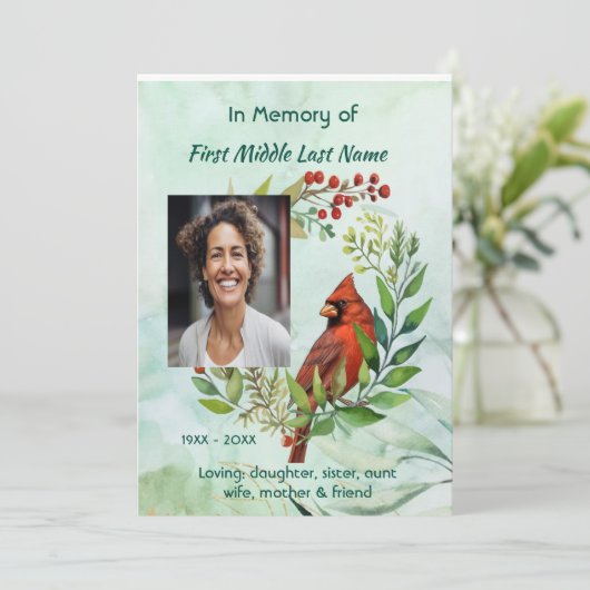 Memorial keepsake Cardinal Bird 招待状 (スタンド正面)