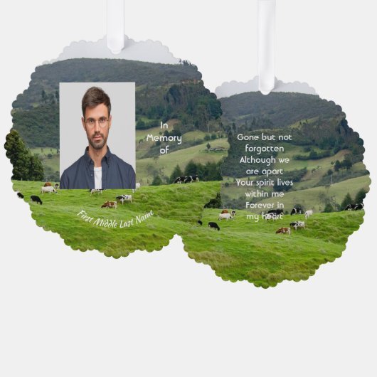 Memorial Keepsake Cattle Farm Landscape  オーナメントカード (正面/裏面)