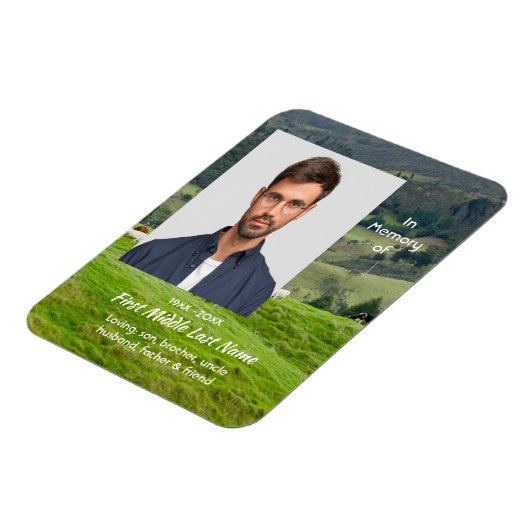 Memorial Keepsake Cattle Farm Landscape マグネット (左側)