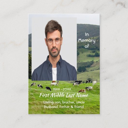 Memorial Keepsake Cattle Farm Landscape 名刺 (正面)