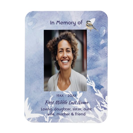 Memorial Keepsake Chickadee Bird Winter  マグネット (縦)