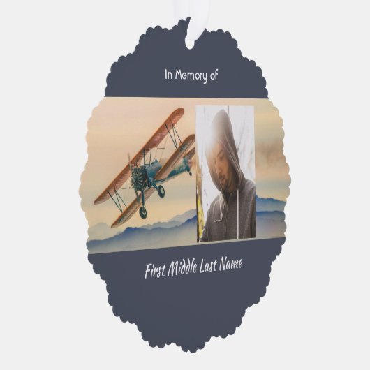 Memorial Keepsake  Clouds Biplane Sky オーナメントカード (右)