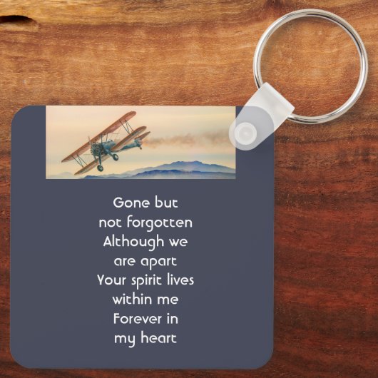 Memorial Keepsake  Clouds Biplane Sky キーホルダー (裏面)