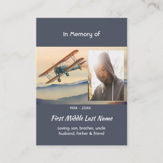 Memorial Keepsake Clouds Biplane Sky 名刺 (正面)