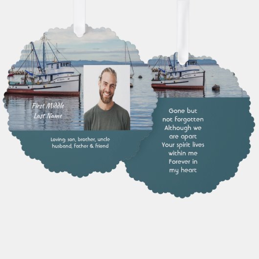 Memorial Keepsake Commercial Fisherman オーナメントカード (正面/裏面)