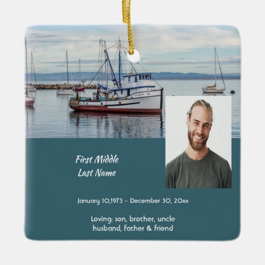 Memorial Keepsake Commercial Fisherman セラミックオーナメント (正面)