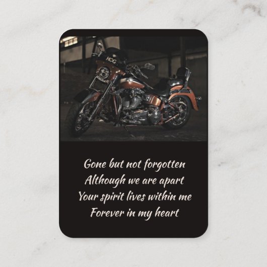 Memorial Keepsake Custom Motorcycle Biker 名刺 (裏面)