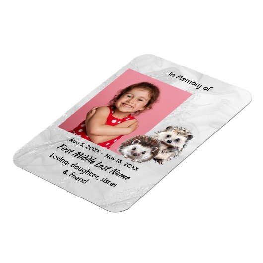 Memorial Keepsake Cute Hedgehog Children   マグネット (左側)