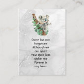 Memorial Keepsake Cute Koala Children 名刺 (裏面)