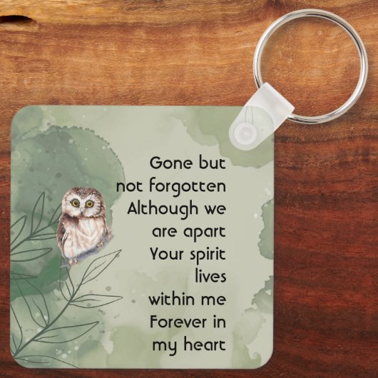 Memorial Keepsake Cute Owl Bird キーホルダー (裏面)