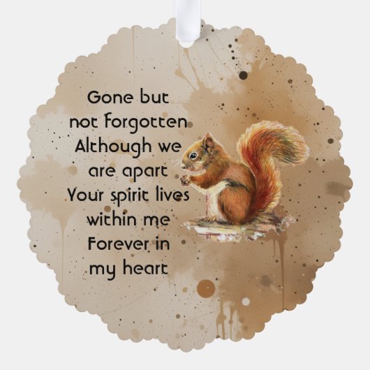 Memorial Keepsake Cute Red Squirrel オーナメントカード (裏面)
