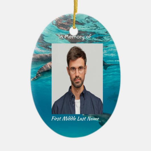 Memorial  Keepsake Dolphins Underwater Ocean セラミックオーナメント (正面)