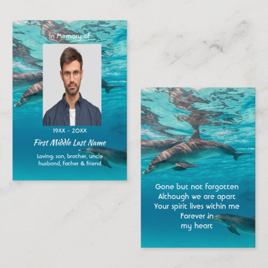Memorial  Keepsake Dolphins Underwater Ocean 名刺 (正面/裏面)