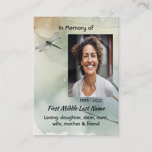  Memorial Keepsake Dragonfly Business 名刺 (正面)