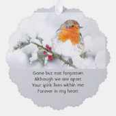 Memorial Keepsake English Robin Bird オーナメントカード (裏面)
