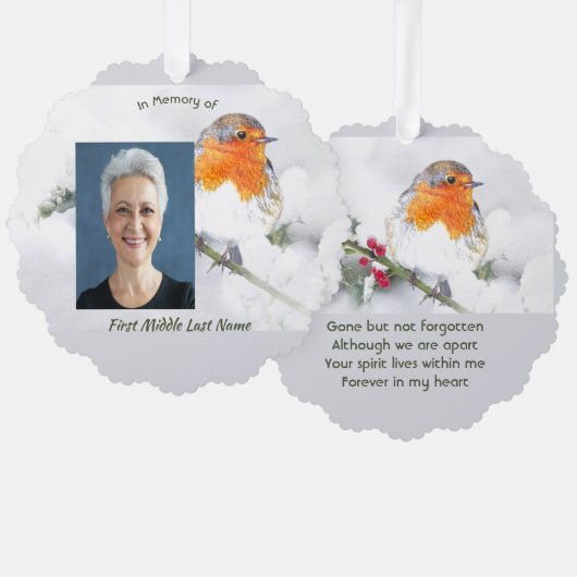 Memorial Keepsake English Robin Bird オーナメントカード (正面/裏面)