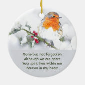 Memorial Keepsake English Robin Bird セラミックオーナメント (裏面)